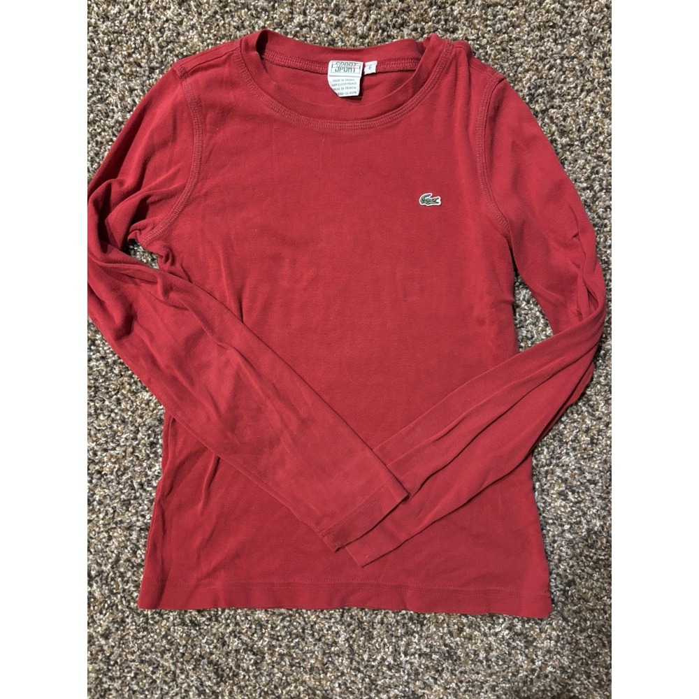 Lacoste Kids Vintage Red Long Sleeve Shirt Size 6 100% Cotton B22‎
